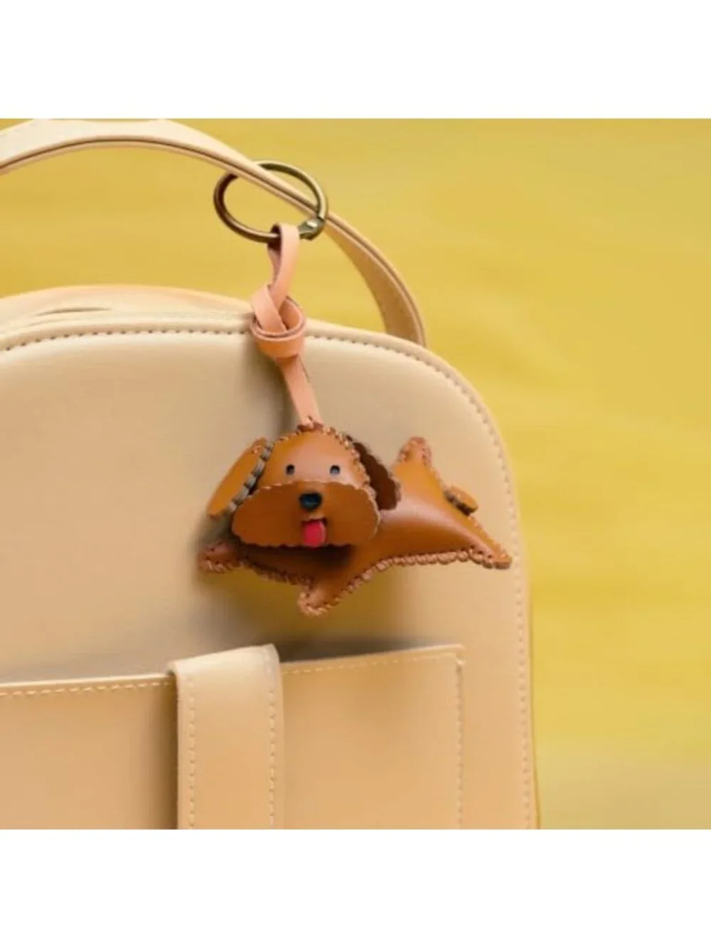 Adorable Leather Dog Bag Charm - Unique Keychain for Purses & Backpacks, Great